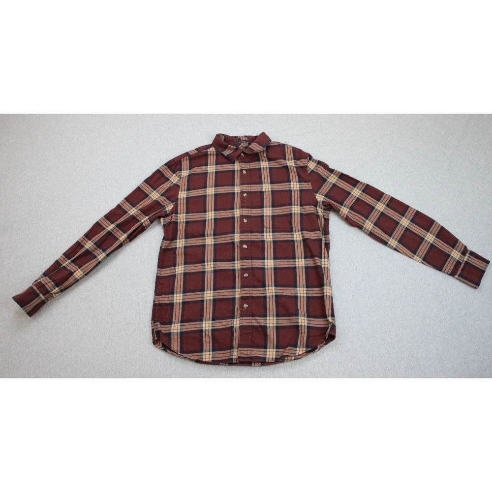 Banana Republic Shirt Men's Medium Checkered‎ Untucked Cotton Button-Up Flannel
